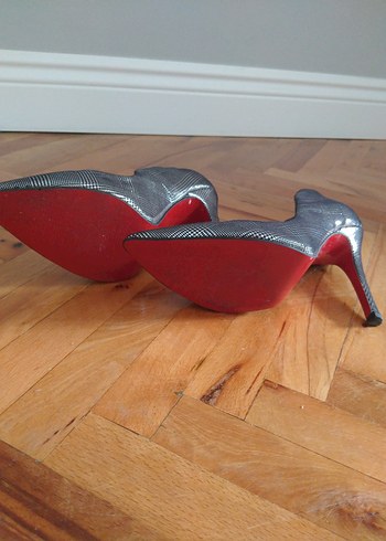 Gri Desenli Topuklu Kadın Stiletto - Görsel 4