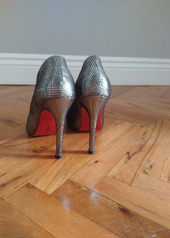 Gri Desenli Topuklu Kadın Stiletto - Görsel 3