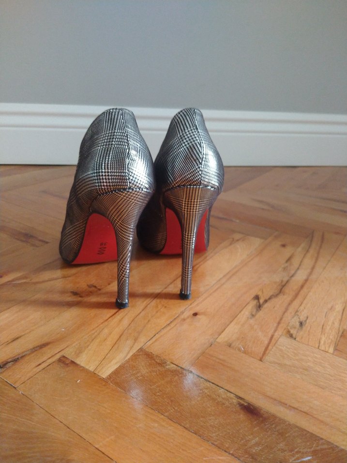 Gri Desenli Topuklu Kadın Stiletto - Görsel 3