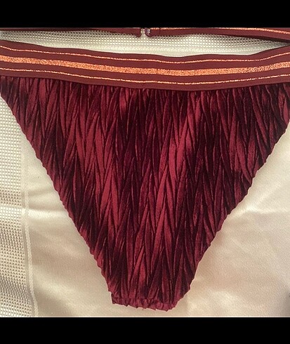 s Beden bordo Renk PENTİ KADİFE BİKİNİ TAKIMI