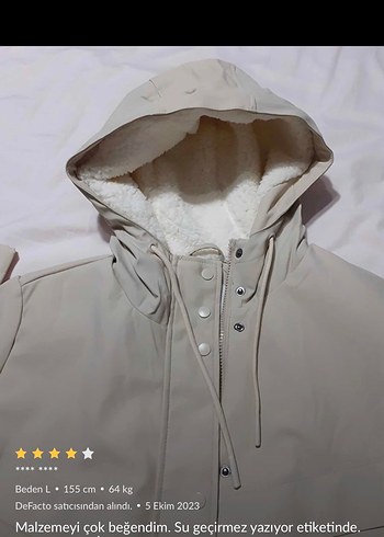 Defacto Bej Su Geçirmez Kapüşonlu Yağmurluk - Görsel 3