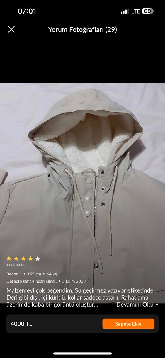 Defacto Bej Su Geçirmez Kapüşonlu Yağmurluk - Görsel 3