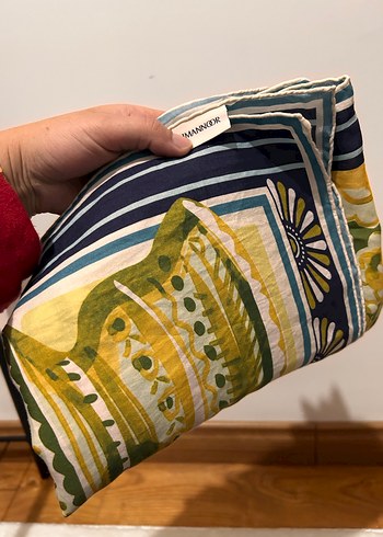 İmannoor Hafif Haki Drapeli Kadın Şal - Görsel 3