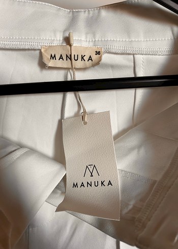 Manuka Beyaz Drapeli Kadın Kumaş Pantolon - Görsel 2