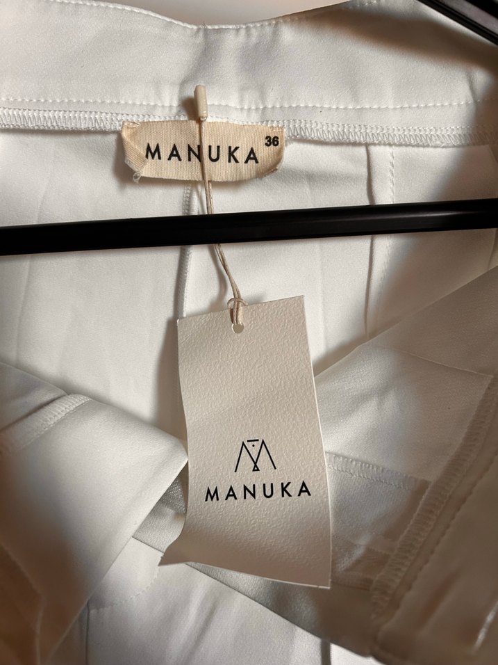 Manuka Beyaz Drapeli Kadın Kumaş Pantolon - Görsel 2