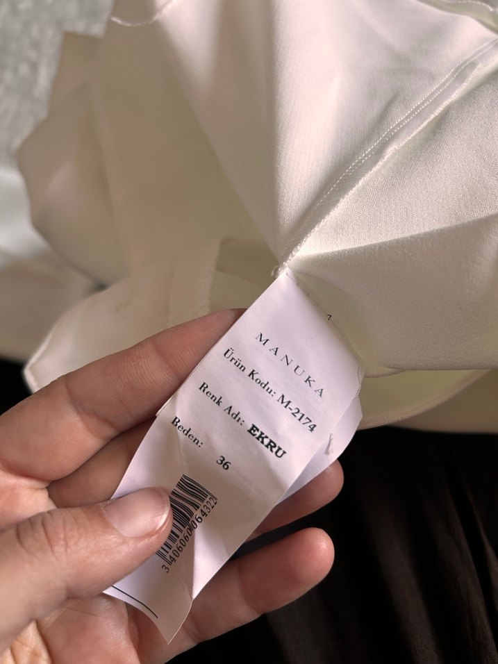 Manuka Beyaz Drapeli Kadın Kumaş Pantolon - Görsel 3