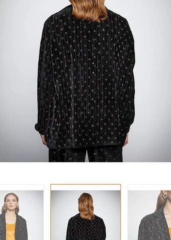 Kadın Siyah Pilili Salaş Ceket - Görsel 2