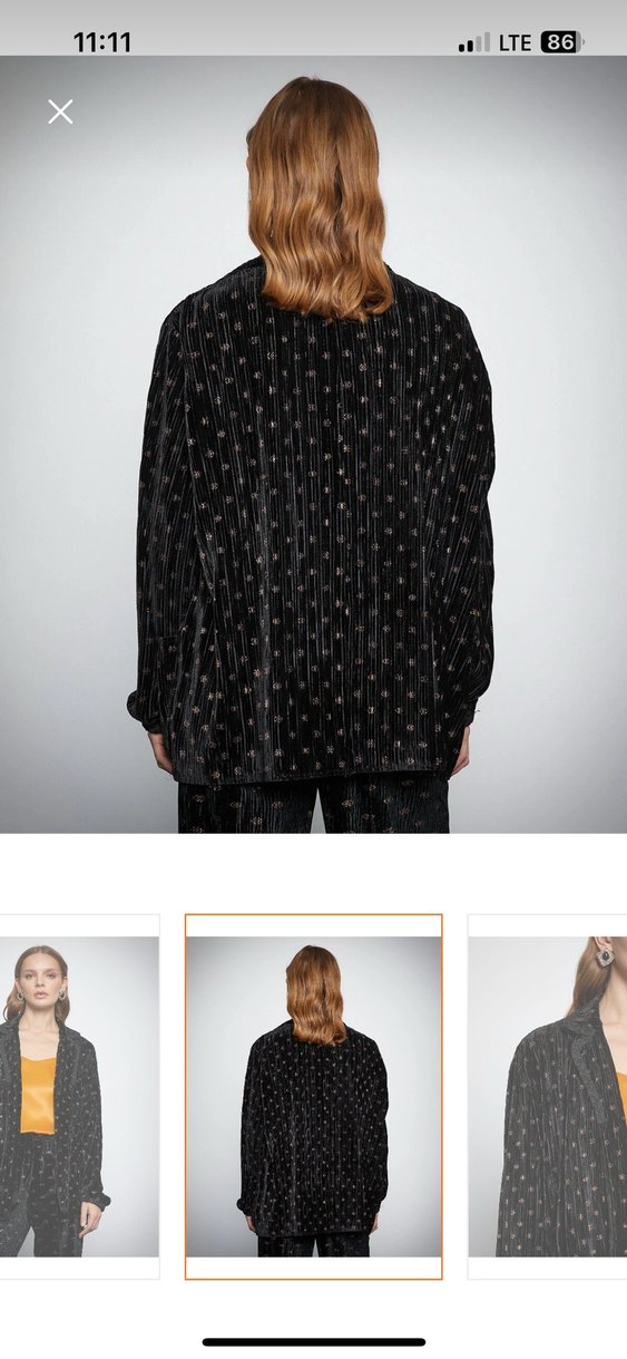 Kadın Siyah Pilili Salaş Ceket - Görsel 2