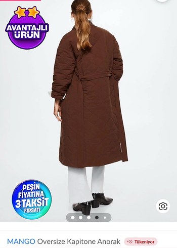 Kahverengi Uzun  Kemerli Kadın Kaban - Görsel 2