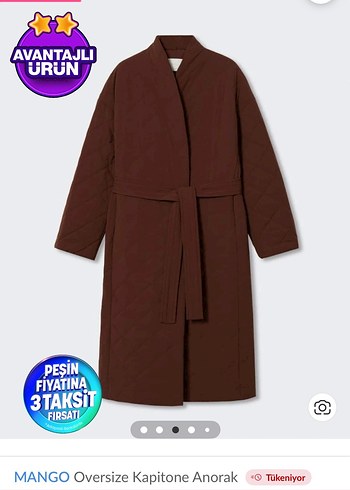 Kahverengi Uzun  Kemerli Kadın Kaban - Görsel 3