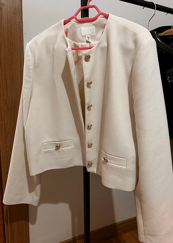 H&M Beyaz Düğmeli Kadın Ceket - Görsel 2