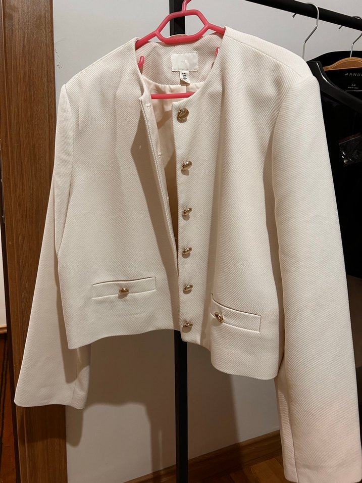 H&M Beyaz Düğmeli Kadın Ceket - Görsel 2