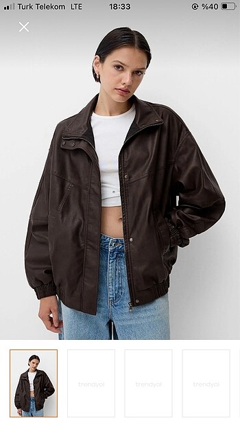 Bershka Kadın Suni Deri Ceket