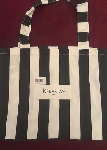 Kérastase Siyah Beyaz Çizgili Kadın Plaj Çanta
