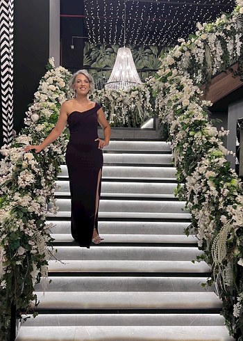 Trendyol & Milla Mor Drapeli Uzun Abiye Elbise