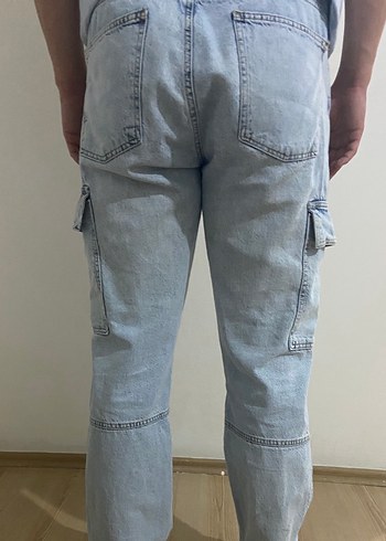 32 Beden Erkek Baggy Mavi Bol Kesim Midi Denim Pantolon