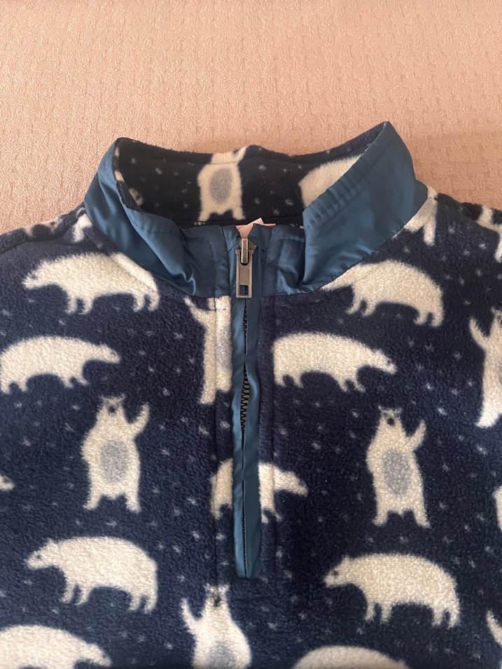 Erkek Çocuk Lacivert Gri Desenli Yarım Fermuarlı polar sweat - Görsel 2