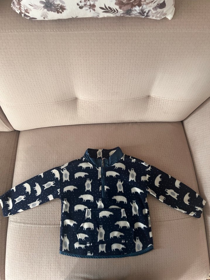 Erkek Çocuk Lacivert Gri Desenli Yarım Fermuarlı polar sweat - Görsel 4