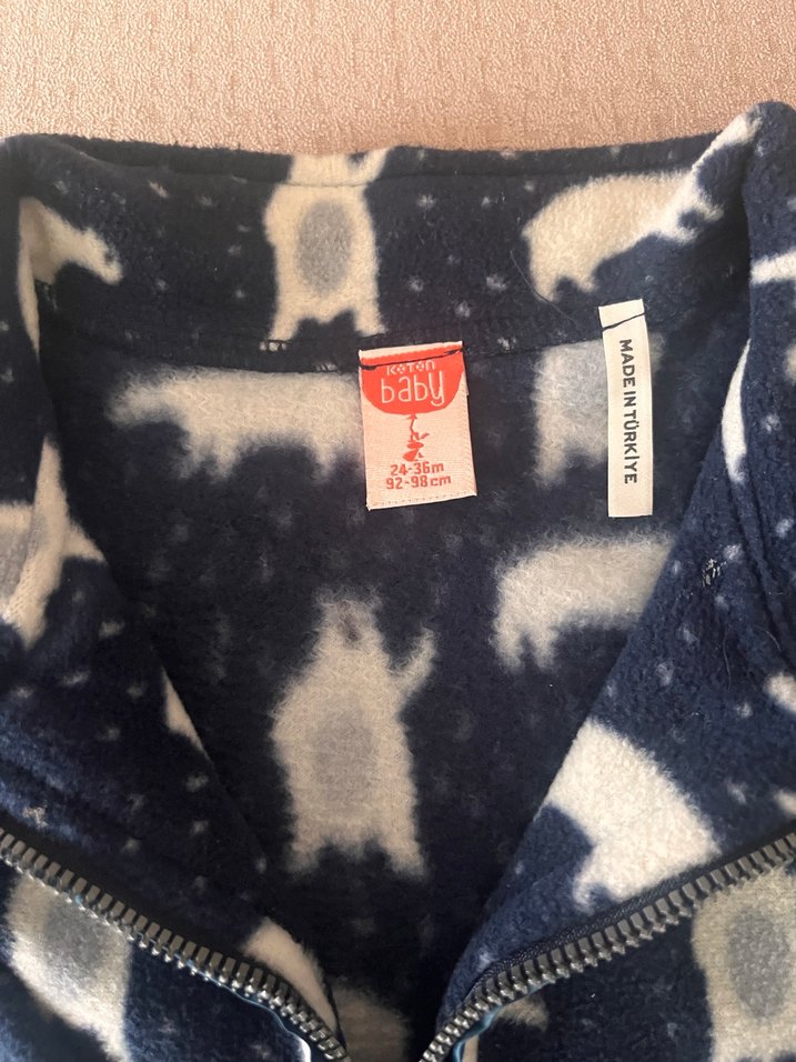 Erkek Çocuk Lacivert Gri Desenli Yarım Fermuarlı polar sweat - Görsel 3