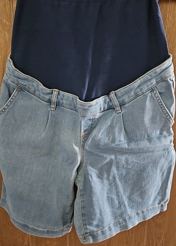 Bol Kesim Mavi Hamile Midi Denim Şort