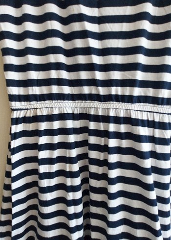 Lacivert Beyaz Çizgili uzun elbise - Görsel 5