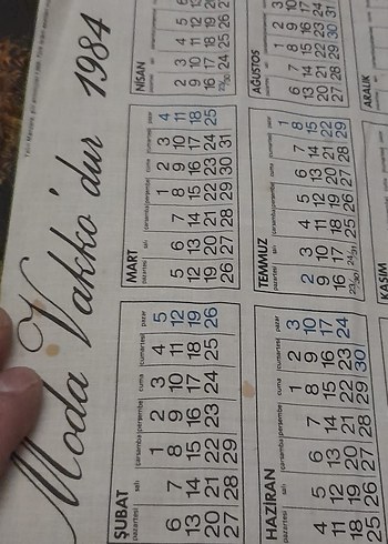 Vakko 1984 Tarihli Kumaş Takvim - Görsel 5