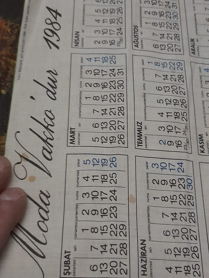 Vakko 1984 Tarihli Kumaş Takvim - Görsel 5