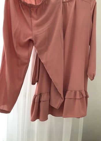 Kadın Pudra pembesi Uzun Kollu Fırfırlı Tunik - Görsel 3