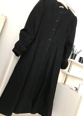 Düğmeli Siyah Uzun  Kaban - Görsel 2