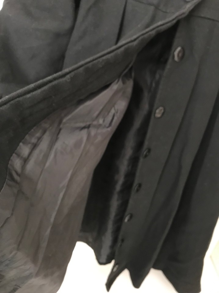 Düğmeli Siyah Uzun  Kaban - Görsel 3