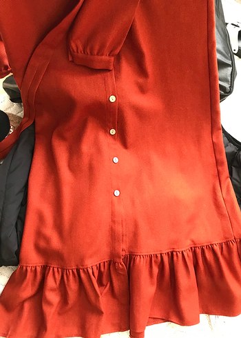 Kadın Kahverengi Uzun Keten Elbise - Görsel 4