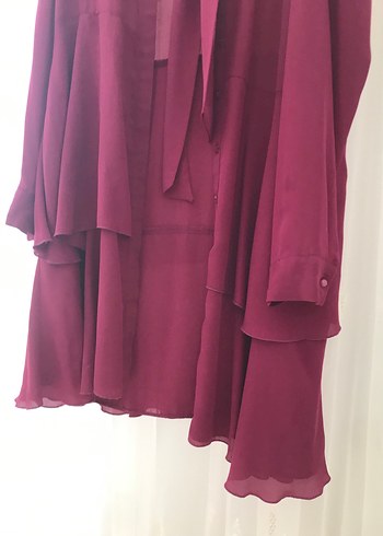 Bordo Uzun Kollu Uzun Kadın Tunik - Görsel 3