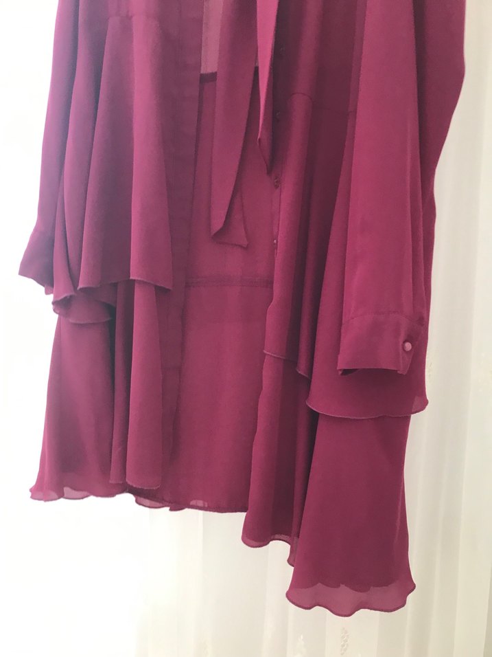 Bordo Uzun Kollu Uzun Kadın Tunik - Görsel 3