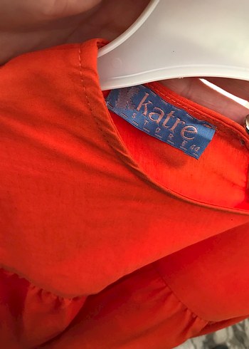 Uzun, Turuncu, Salaş, Yüksek Yakalı Kadın Elbise - Görsel 5