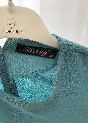 Uzun Turkuaz Pilili Kadın Elbise - Görsel 4