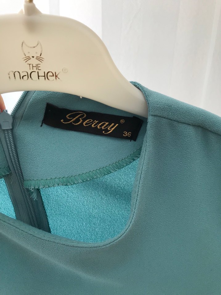 Uzun Turkuaz Pilili Kadın Elbise - Görsel 4