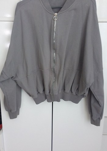 m Beden Gri Kadın Oversize Sweatshirt