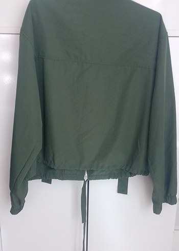 38 Beden haki Renk Kadın Haki Kemerli Mini Bomber Ceket