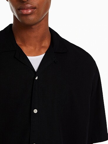 m Beden siyah Renk Bershka Rustik Relaxed Fit Gömlek