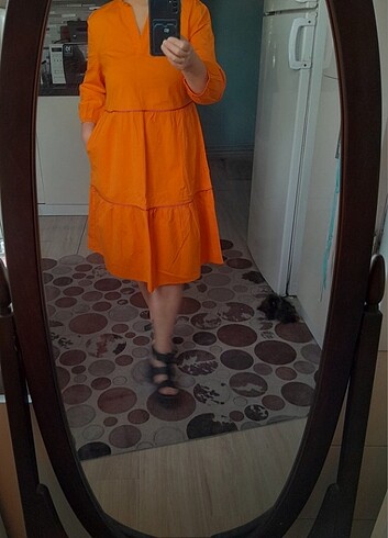 s Beden turuncu Renk More&More elbise