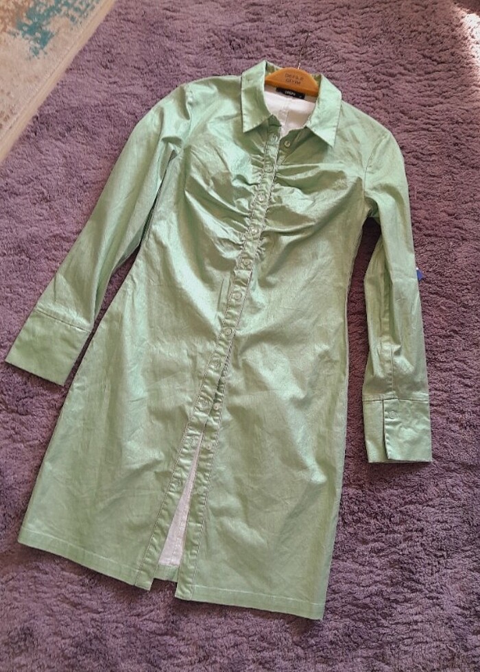 Crema parlak elbise - Görsel 3