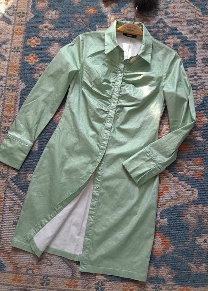 Crema parlak elbise - Görsel 4