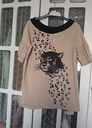 Taş detaylı leopar desenli bluz - Görsel 5