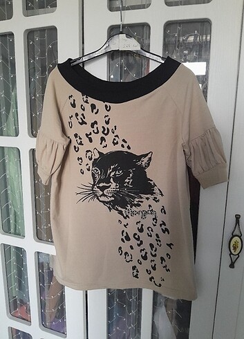 Taş detaylı leopar desenli bluz - Görsel 6