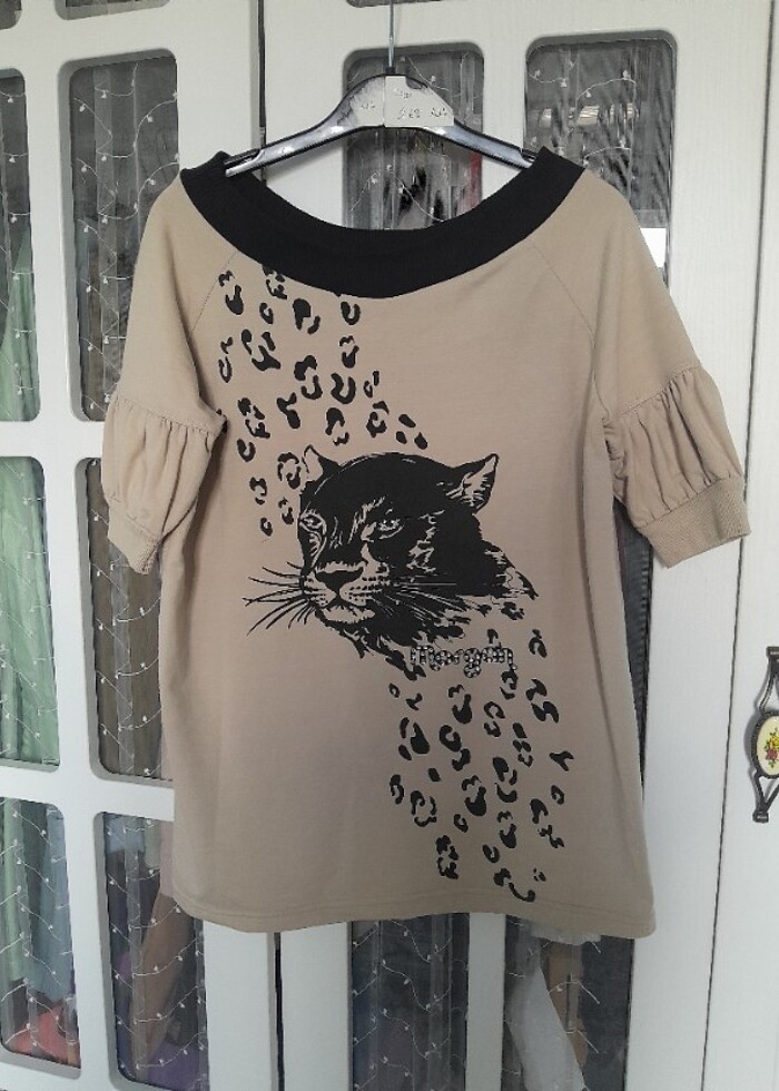 Taş detaylı leopar desenli bluz - Görsel 2