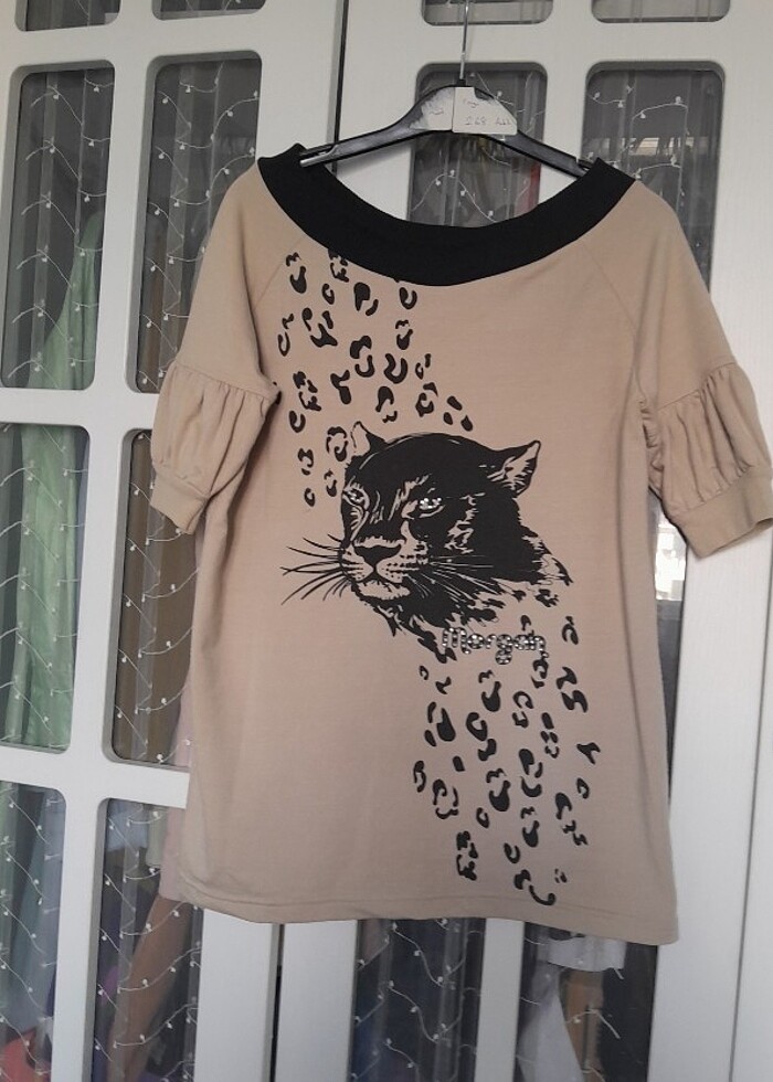 Taş detaylı leopar desenli bluz - Görsel 5