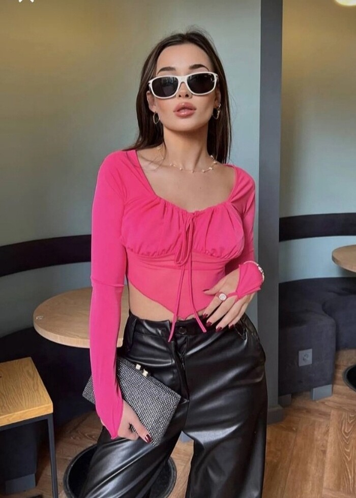 ZECHKA tül detaylı şık bluz - Görsel 2