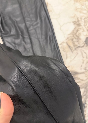 Siyah deri tayt pantolon XS - Görsel 3