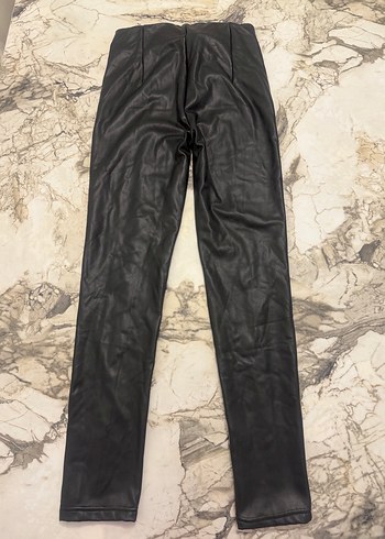 Siyah deri tayt pantolon XS - Görsel 4