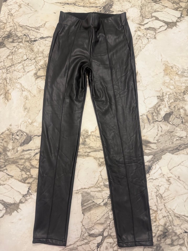 Siyah deri tayt pantolon XS - Görsel 2